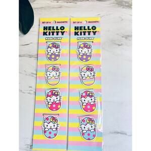 2 Sets Hello Kitty Egg Magnetic Bookmarker Page Clips NEW